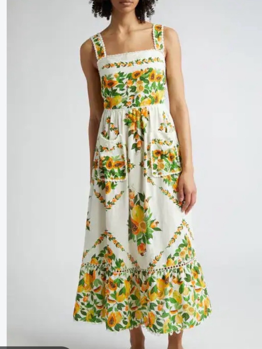 Farm Rio Papaya Salad Linen blend maxi dress size XL